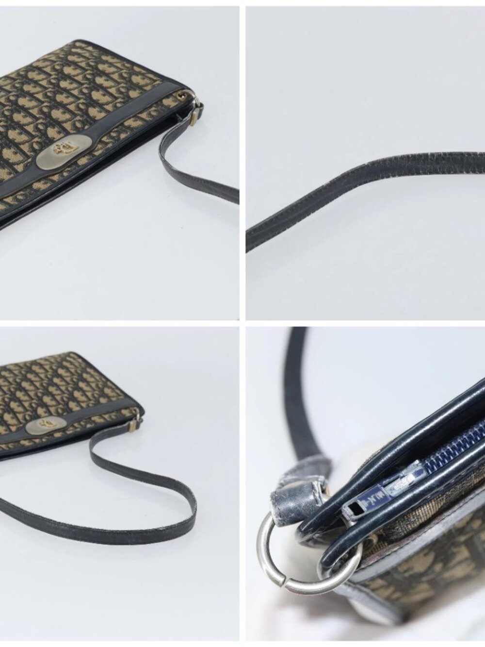 Christian Dior Trotter Canvas Shoulder Bag Navy Gold Auth bs32154 - Picture 16 of 16